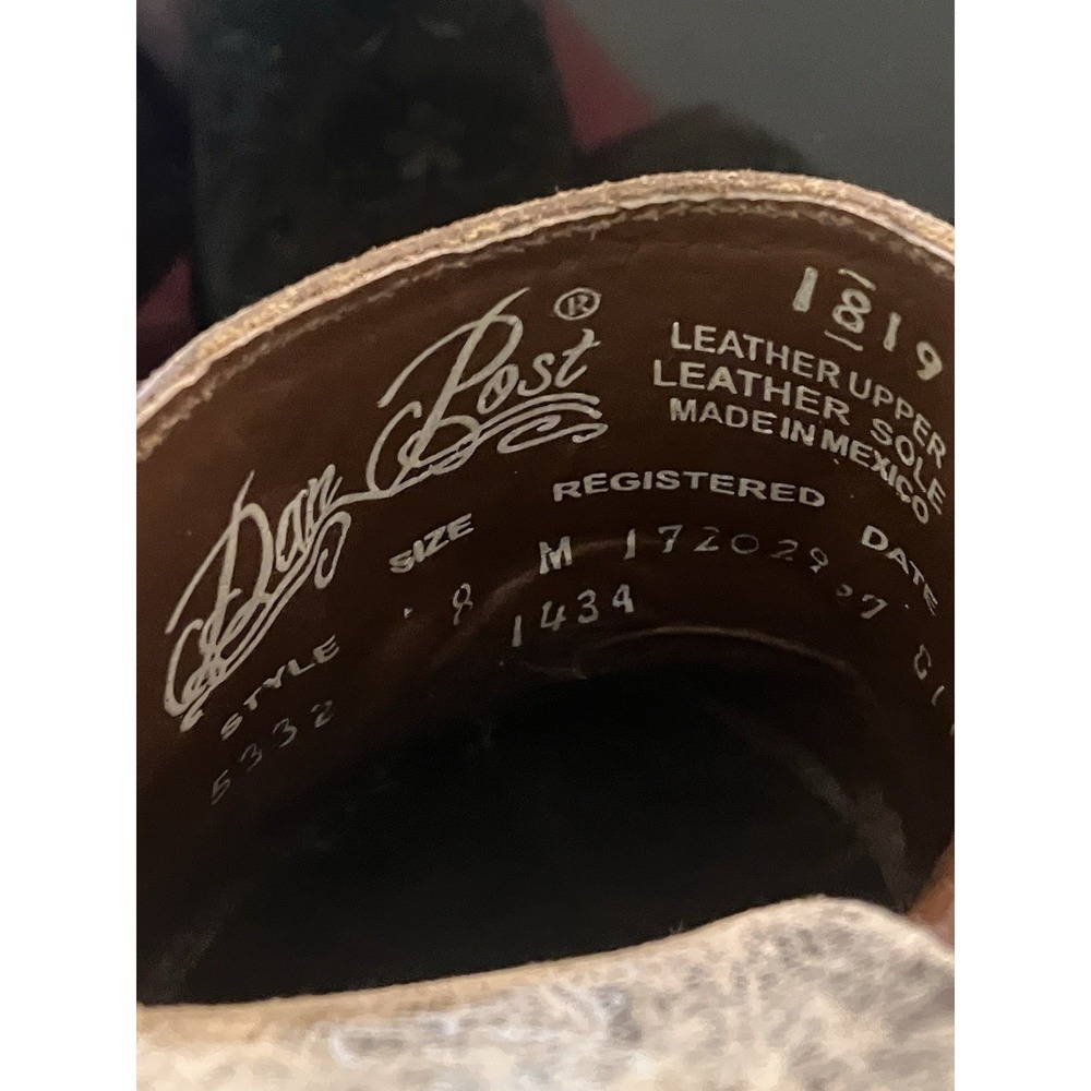 Dan Post Leather Cowgirl Mules Tan Embroidered 5332 Sz 8 Rodeo Western - Picture 10 of 10